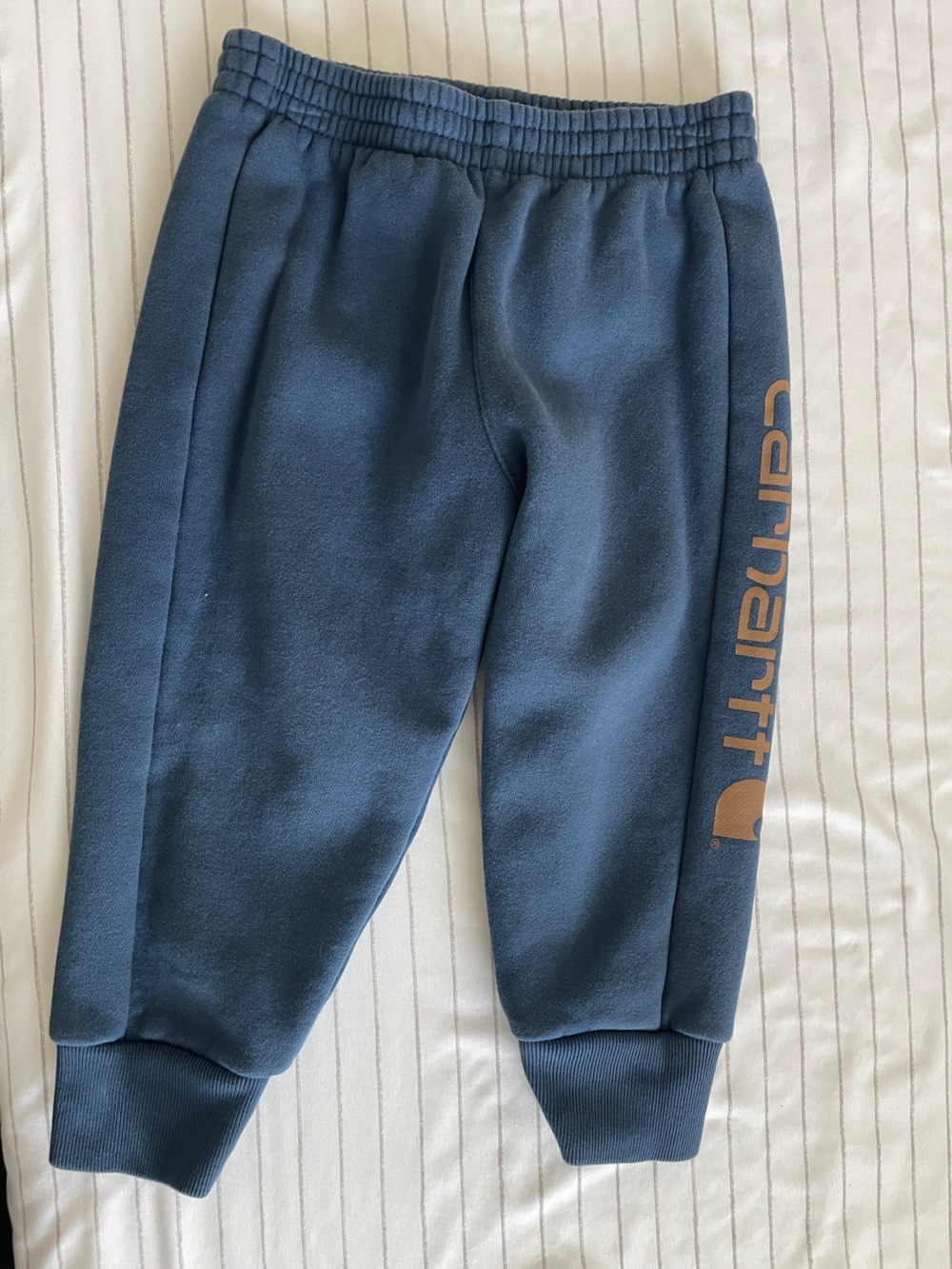 Carhartt Kids 24M Blue Sweatpants Brown Logo Jogger Toddler Cozy Casual